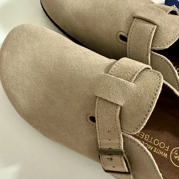 NEW! LEATHER White Mountain Clogs Mules Slip On Shoes NWT Size 8 Beige Women - Picture 8 of 12